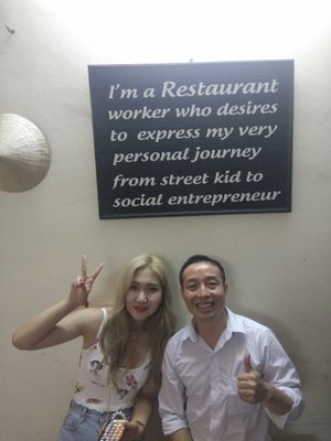 My friend came for lunch. I am always grateful her support at lus in Hanoi