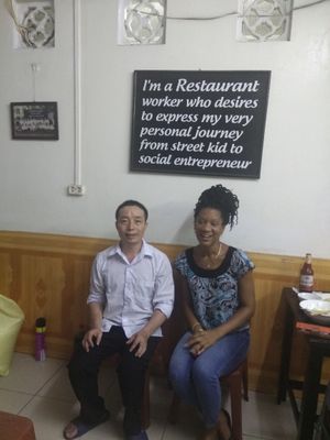 My friend came for lunch. I am always grateful her support at lus in Hanoi