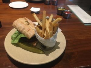 Beyond burger with ciabatta bun at McCoy's in Orlando