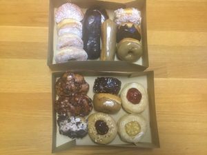 Vegan donut variety at Holey Schmidt Donuts in Reno