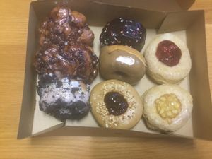 Vegan donut variety at Holey Schmidt Donuts in Reno