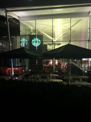 Outside seating
 at Starbucks  in Cobham