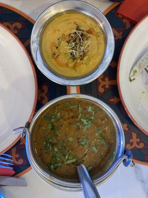 Coconut vegetable curry and makhani daal  at Mango in Gstaad