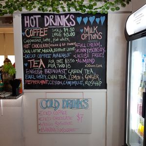 Drinks menu at StupaView Cafe in Myers Flat