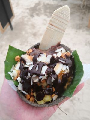 Chocolate nice cream with the toppings.  at Cruising Smoothly in Weligama