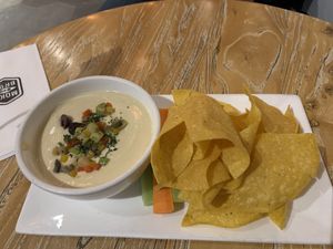 Hummus and chips at Moka Bros - Solana  in Beijing