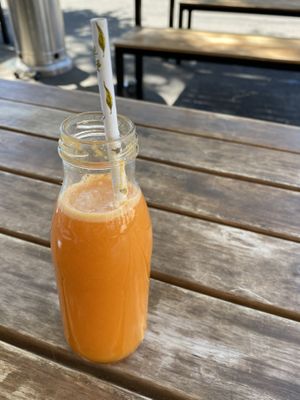 Immunity juice (orange, apple, carrot and ginger) at Sister of Soul in Richmond