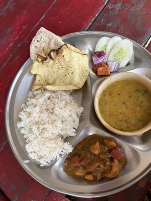 Vegan thali  at Brown Bread Bakery in Varanasi