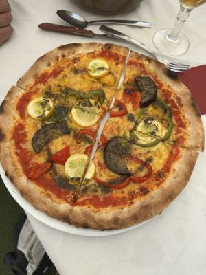 Vegan pizzaa  at La Rotonde in Morzine