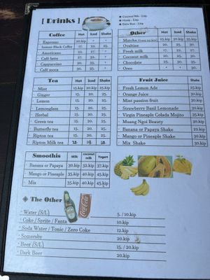 Drinks menu   at Gecko in Muang Ngoy