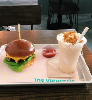Burger and biscoff shake at The Vurger Co - Canary Wharf in East London