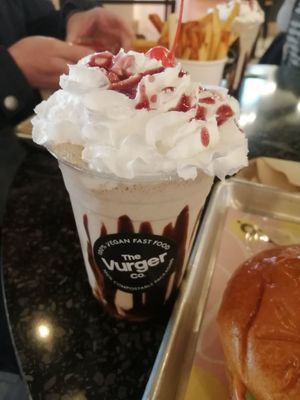 Black forest shake with whipped cream at The Vurger Co - Canary Wharf in East London