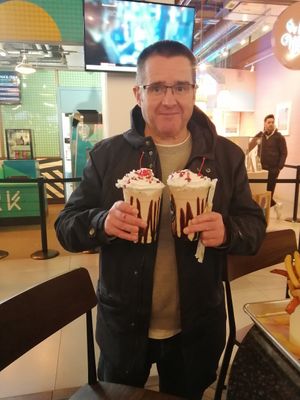 My fella with the shakes at The Vurger Co - Canary Wharf in East London