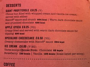 Menu — desserts  at LHR - Giraffe - T3 in West London