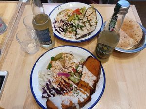 Bowl with sweet potatoe and aubergine at Pita Paris in Paris