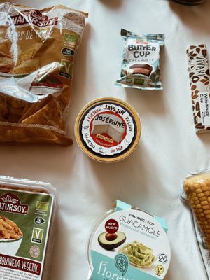 Delicious vegan brie from Organic Market  at Organic market in Barcelona