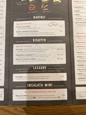 Menu at Vapiano - Gran Via in Barcelona
