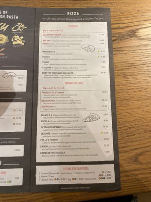 Menu at Vapiano - Gran Via in Barcelona