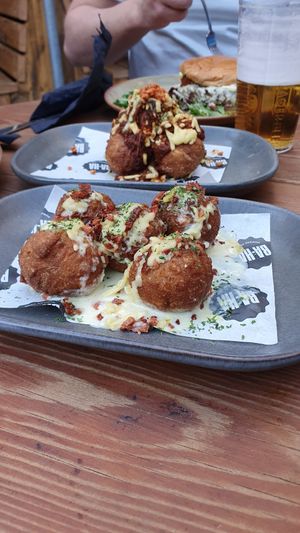 "Cheese and bacon" and "pizza" doughballs at BA-HA in Birmingham