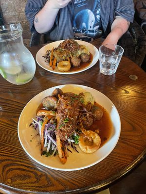 Lentil loaf in background   at BA-HA in Birmingham