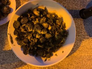 vegan Brussel sprouts   at Brew STX in St Croix