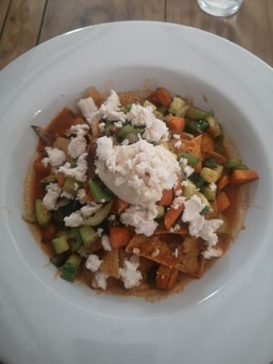 Vegan chilaquiles at Orgánico in Merida
