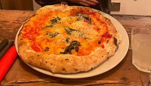 Vegan cheese margherita + wild broccoli at Peter Pizzeria in Loughborough