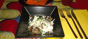 Gnocco con funghi, formaggio vegetale e pomodoro disidratato at InOsteria Cucina Vegetariana in Marostica