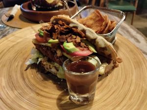 Best thing on the menu: tempeh 'chicken' and an excellent waffle at The Vegan Lab in Dahab