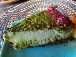 Matcha cheesecake at The Vegan Lab in Dahab