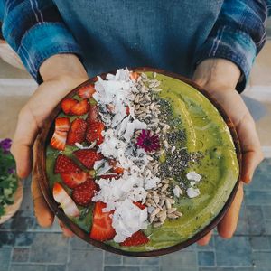 Epic matcha smoothie bowl. at The Vegan Lab in Dahab