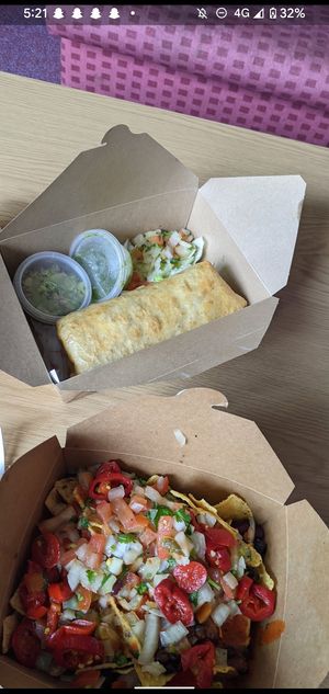 Loaded nachos & chimichanga at Taco Mex in Sheffield