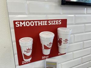 Available sizes, 40 ounces was a great deal and much less expensive to share as opposed to buying two 20 ounces   at Smoothie King in Panama City Beach
