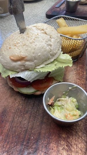 El picante burger, bean and jalapeños, awesome flavour  at Smooth Cafe in Moalboal