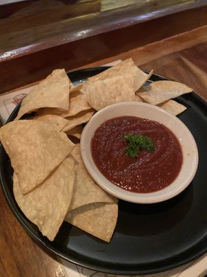 Fresh & warm tortilla chips and salsa  at Smooth Cafe in Moalboal