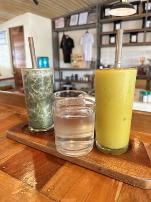 Pineapple smoothie and mango smoothie both with superfoods included  at Smooth Cafe in Moalboal