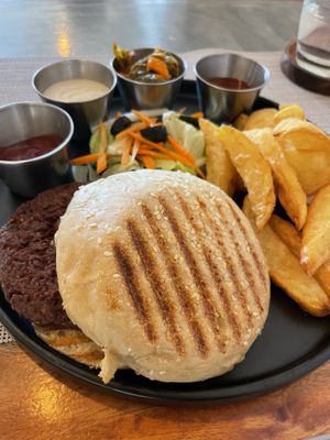 Gangnam Sweet potato burger (sauces on the side)  at Smooth Cafe in Moalboal