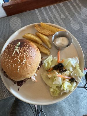 Pulled Vegan Pork aka Jackfruit. Very tasty    at Smooth Cafe in Moalboal