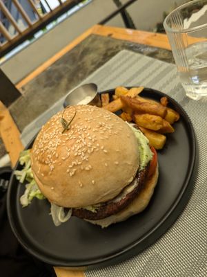 El picante burger at Smooth Cafe in Moalboal