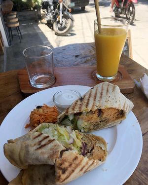 Falafel wrap and Mango Juice  at Smooth Cafe in Moalboal