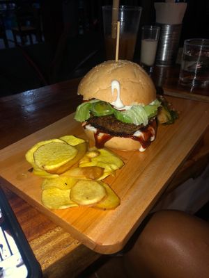 Vegan burger at Smooth Cafe in Moalboal
