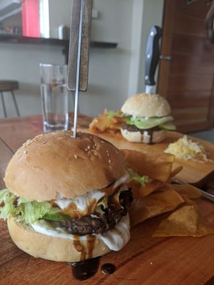 Adobo burger at Smooth Cafe in Moalboal