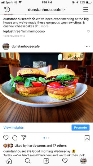 Vegan / gf kumara & corn pattie paleo burger  at Dunstan House and Cafe in Otago