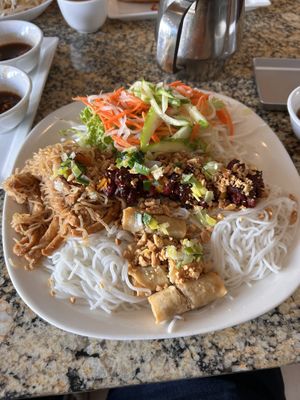 The “spring rolls” are simply deep fried tightly rolled wrapper!  at Flower Lantern in Toronto