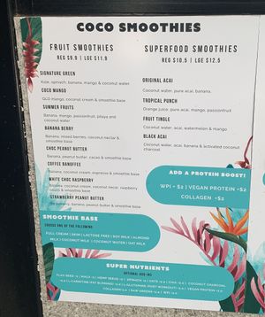 menu December 2024  at Coco Bliss in Chermside