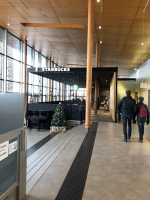 Exterior but inside the services at Starbucks in Sailly-flibeaucourt
