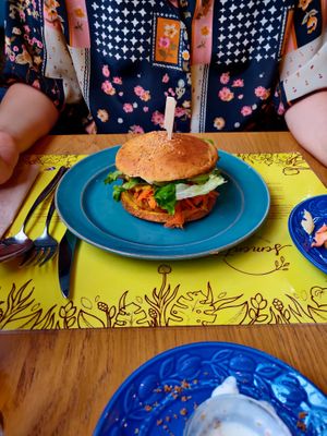 corn burguer at Semente - Art - Coffee & Plant Based Food in Braga