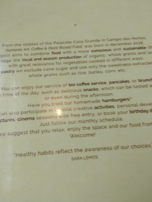 Semente philosophie at Semente - Art - Coffee & Plant Based Food in Braga