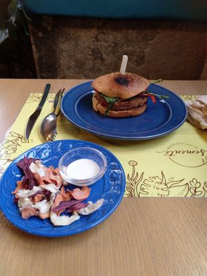 Heura burguer at Semente - Art - Coffee & Plant Based Food in Braga