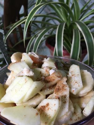Seasonal fresh fruit  at Travel Yoga Cafe in New Delhi